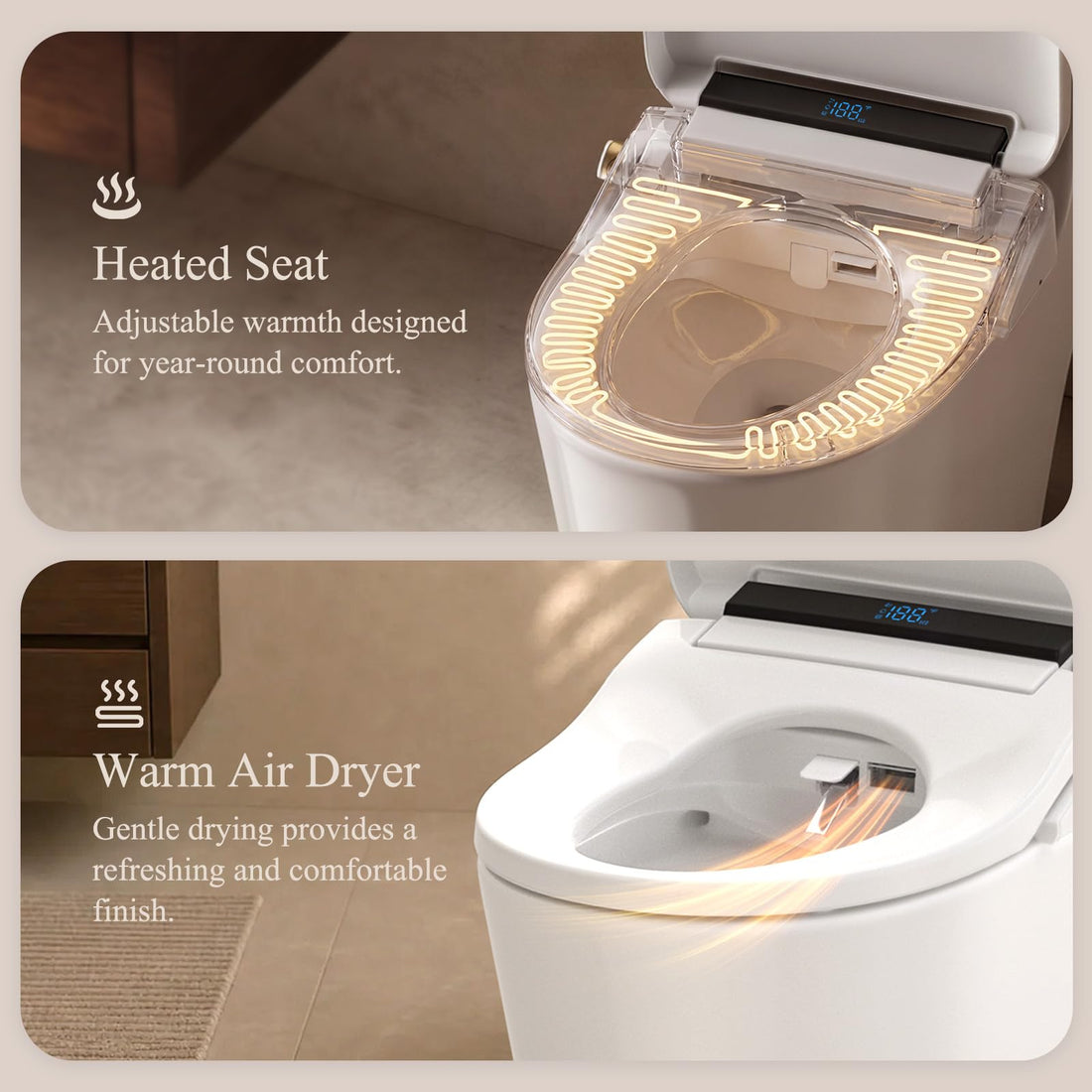 Gaicom Vista Bidet Toilet Seat Fits Round and Elongated Toilets(Remote Control)